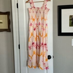 Rails Pink and Orange Smocked Dress